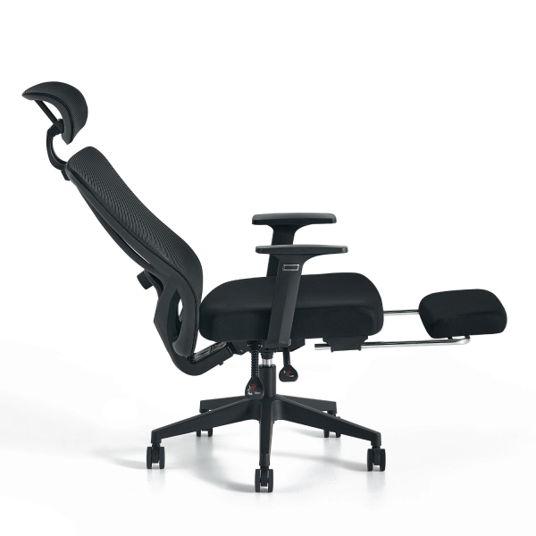 Fotel Biurowy Obrotowy Gabinetowy Nowoczesny Ergonomiczny Do Biurka Z Podnóżkiem Czarny ETNA