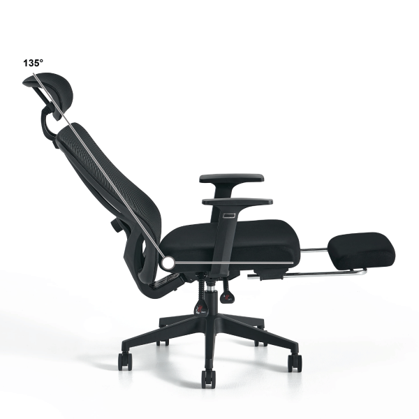 Fotel Biurowy Obrotowy Gabinetowy Nowoczesny Ergonomiczny Do Biurka Z Podnóżkiem Czarny ETNA