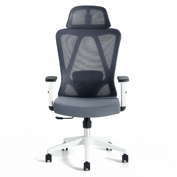 Fotel Biurowy Obrotowy Gabinetowy Ergonomiczny Do Biurka Nowoczesny Z Podłokietnikami Szary Biały ETNA