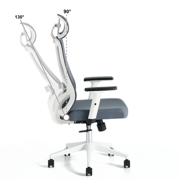 Fotel Biurowy Obrotowy Gabinetowy Ergonomiczny Do Biurka Nowoczesny Z Podłokietnikami Szary Biały ETNA