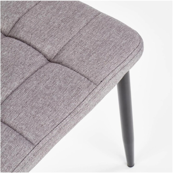 Krzesło Pikowane Loft Tapicerowane K292 Popielate Zbliżenie od Góry Siedzisko i Noga