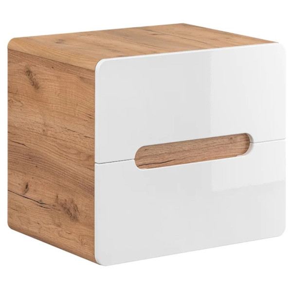 Szafka pod Umywalkę Nablatową 60cm ARUBA WHITE 828 Dąb Craft Złoty Biały Połysk Front Lewy