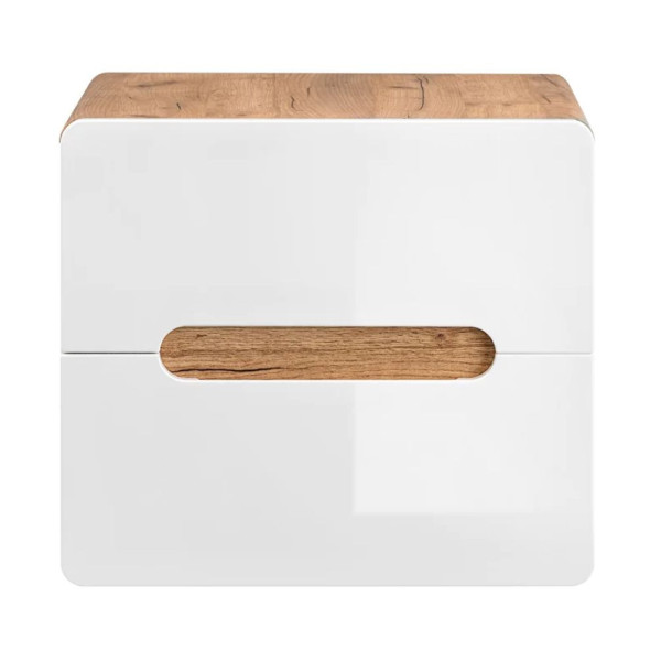 Szafka pod Umywalkę Nablatową 60cm ARUBA WHITE 828 Dąb Craft Złoty Biały Połysk Front