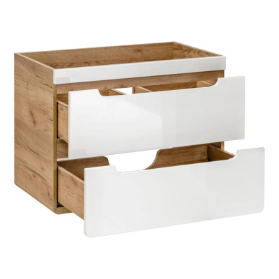 Szafka pod Umywalkę 80cm ARUBA WHITE 821 Dąb Craft Złoty Biała Front Lewy