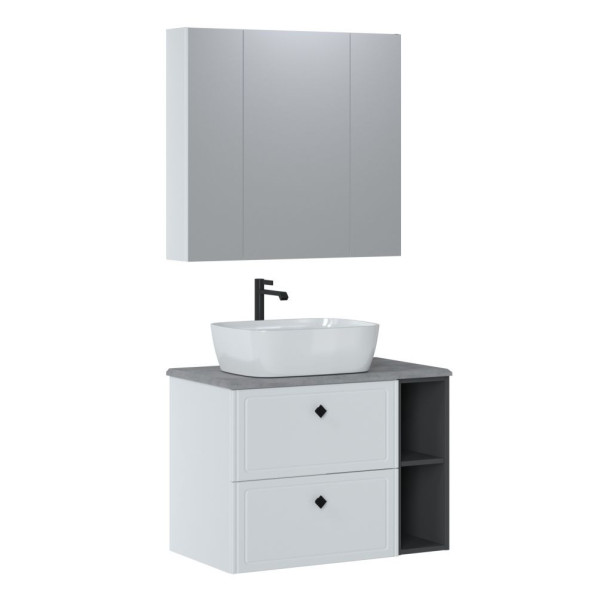 Blat do Łazienki 80cm HAVANA CONCRETE 90-80 Szary Jasny Beton Aranżacja Zestaw Mebli HAVANA w Łazience