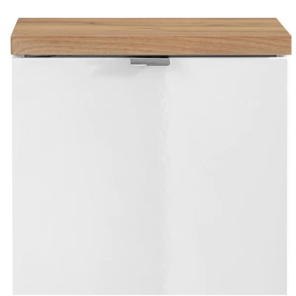 Szafka Łazienkowa z Koszem Wisząca CAPRI WHITE 811B Biała Zbliżenie na Drzwi od Frontu