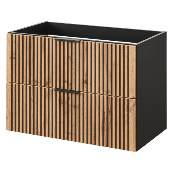 Szafka pod Umywalkę 80 cm Wisząca Brązowa XILO Front Prawy