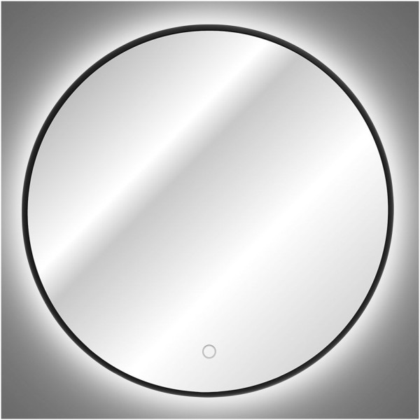 Lustro Podświetlane Led Okrągłe LUNA Czarna Rama z Wyłącznikiem do Zestawu ADEL OAK 3 w Ciemności
