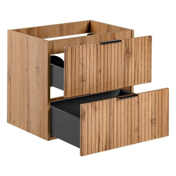 Wisząca Szafka pod Umywalkę 60 cm Brązowa ADEL OAK 3 Otwarta Lewy Front