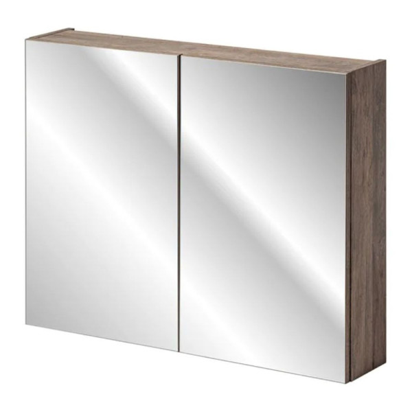 Szafka Łazienkowa z Lustrem Wisząca Brązowa Santa Fe Oak 3 Lewy Front