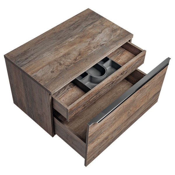 Wisząca Szafka pod Umywalkę 80 cm z Szufladami Dąb Santa Fe Oak 4 z Góry