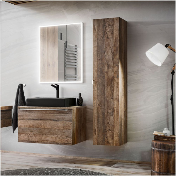 Zestaw Mebli Łazienkowych z Umywalką 80 cm SANTA FE OAK 4 Aranżacja
