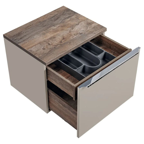 Szafka pod Umywalkę 60 cm Szara SANTA FE TAUPE 1 Otwarta z Góry