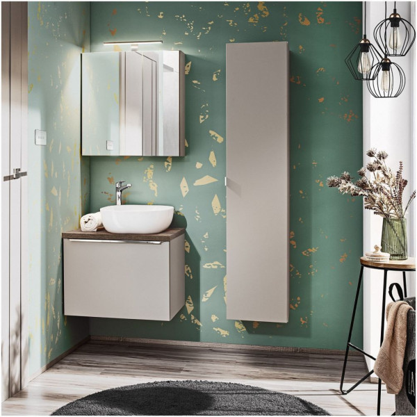 Zestaw Mebli Łazienkowych z Umywalką Szare 60 cm SANTA FE TAUPE 1 Aranżacja
