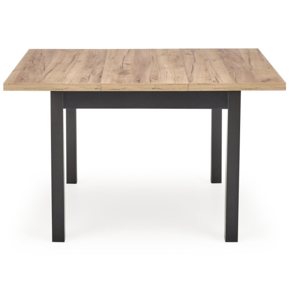 Stół Rozkładany 90-125x90 TIAGO Dąb Craft Czarny Front Rozłożonego Stołu