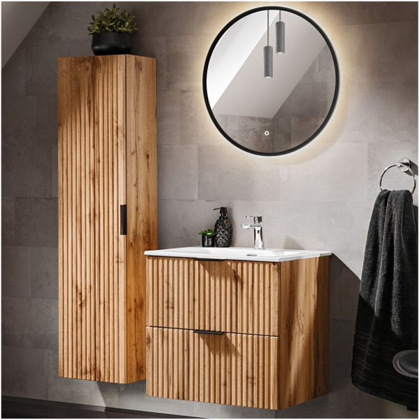 Szafka z Umywalką 80 cm Łazienkowa Wisząca ADEL OAK 2 Aranżacja