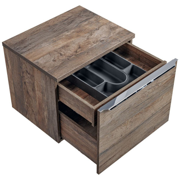 Szafka pod Umywalkę 80 cm Dąb Santa Fe Oak 5 z Blatem Otwarta z Szufladą