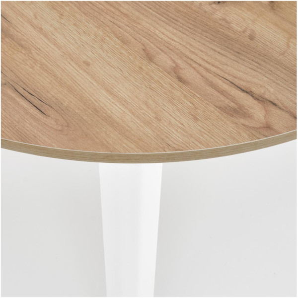 Stół Rozkładany Okrągły 102-142x102cm RINGO Dąb Craft Biały Zbliżenie na Blat