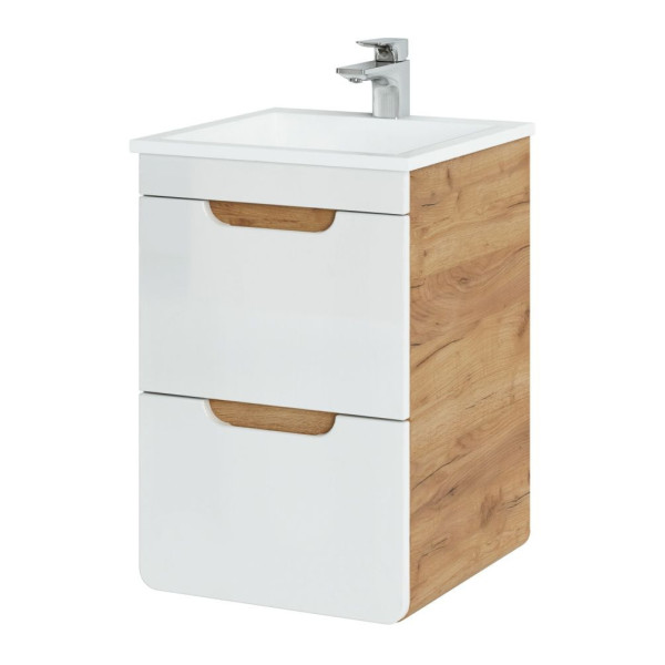 Szafka z Umywalką 40 cm Łazienkowa Wisząca ARUBA WHITE 02 Prawy Front