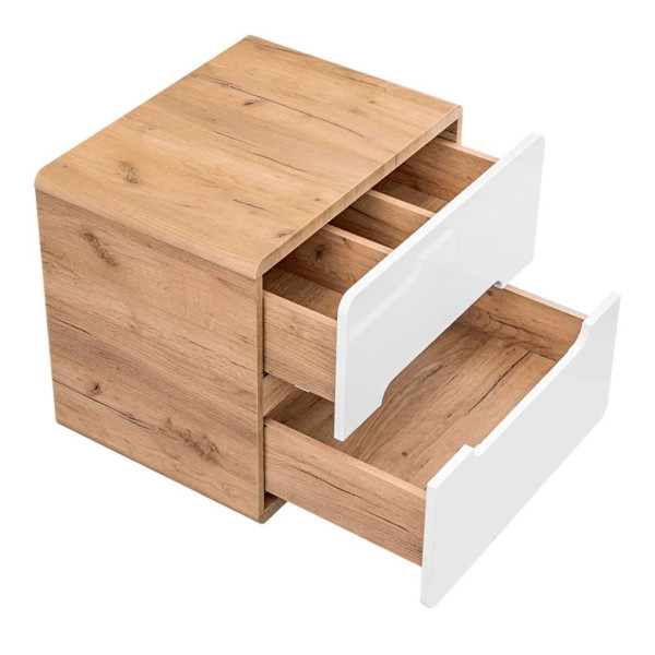 Szafka pod Umywalkę Nablatową 60 cm Biały Połysk ARUBA WHITE 08 z Góry Lewy Front