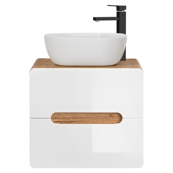 Szafka z Umywalką 60 cm Wisząca Łazienkowa ARUBA WHITE 08 Front