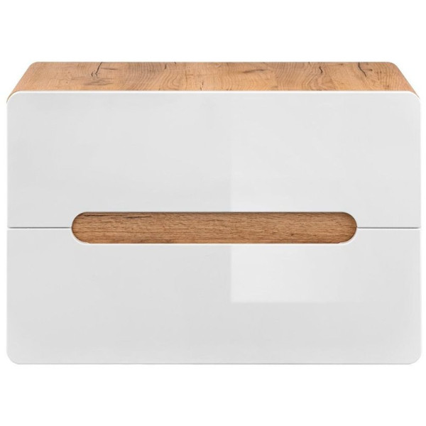 Szafka pod Umywalkę Nablatową 80 cm Biały Połysk Wisząca ARUBA WHITE 11 Front