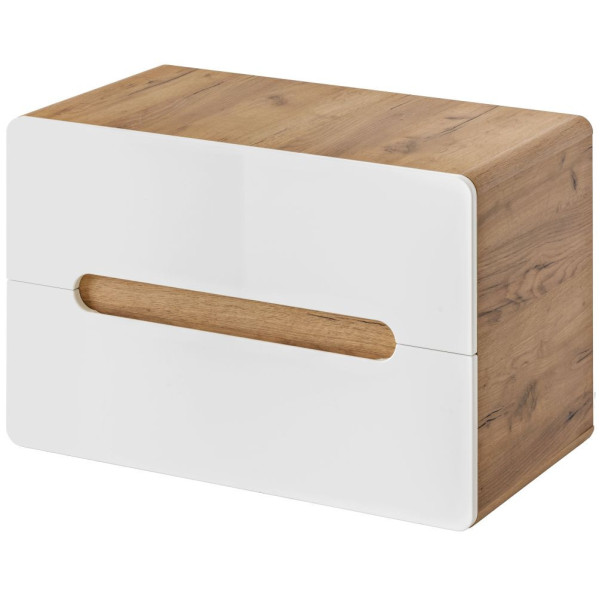 Szafka pod Umywalkę Nablatową 80 cm Biały Połysk Wisząca ARUBA WHITE 11 Prawy Front
