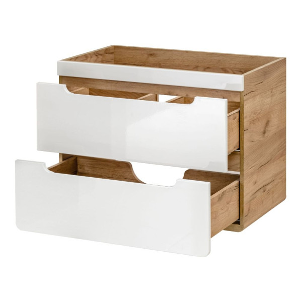 Szafka pod Umywalkę 80 cm Wisząca ARUBA WHITE 3 Otwarta