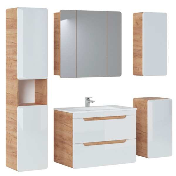 Zestaw Mebli Łazienkowych z Umywalką 80 cm Białe ARUBA WHITE 3