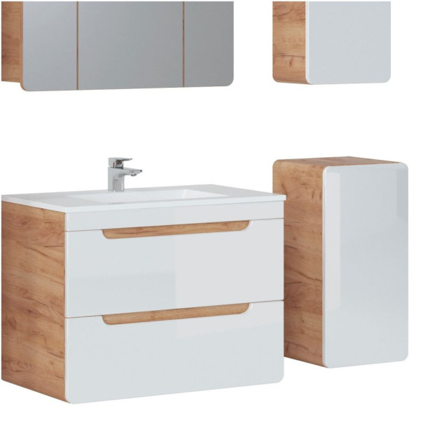 Zestaw Mebli Łazienkowych z Umywalką 80 cm Białe ARUBA WHITE 3 Zbliżenie
