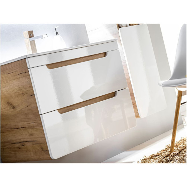 Zestaw Mebli Łazienkowych z Umywalką 60 cm ARUBA WHITE 4 Aranżacja