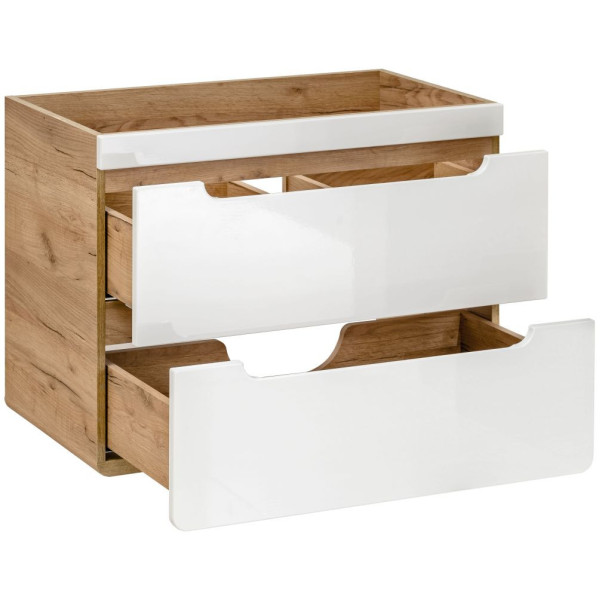 Szafka pod Umywalkę 60 cm Biały Połysk Wisząca ARUBA WHITE 4 Otwarta