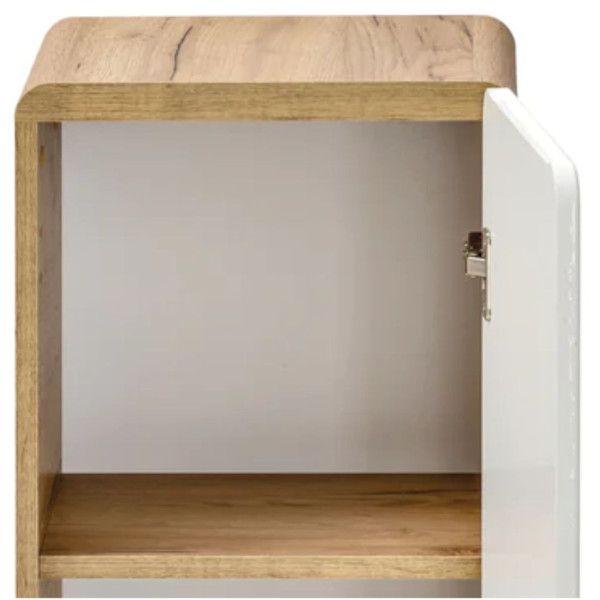 Szafka Słupek 35 cm Biała Wisząca ARUBA WHITE 4 Otwarta Zbliżenie