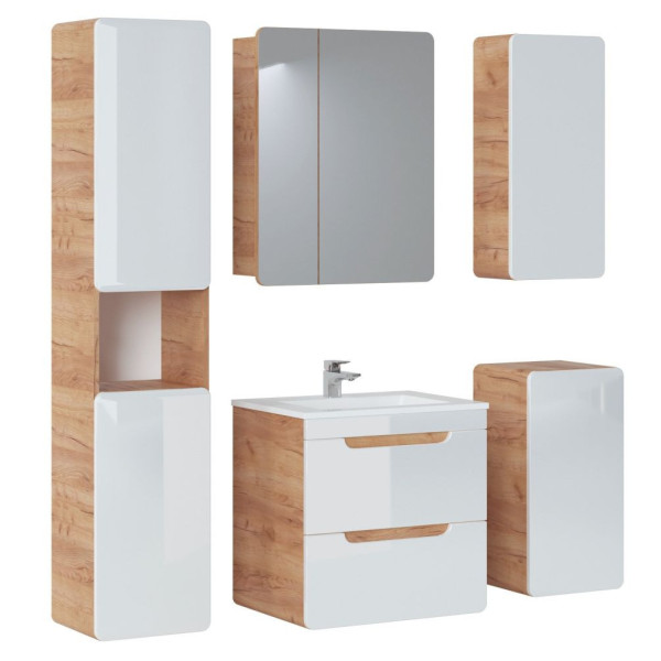 Zestaw Mebli Łazienkowych z Umywalką 60 cm ARUBA WHITE 4