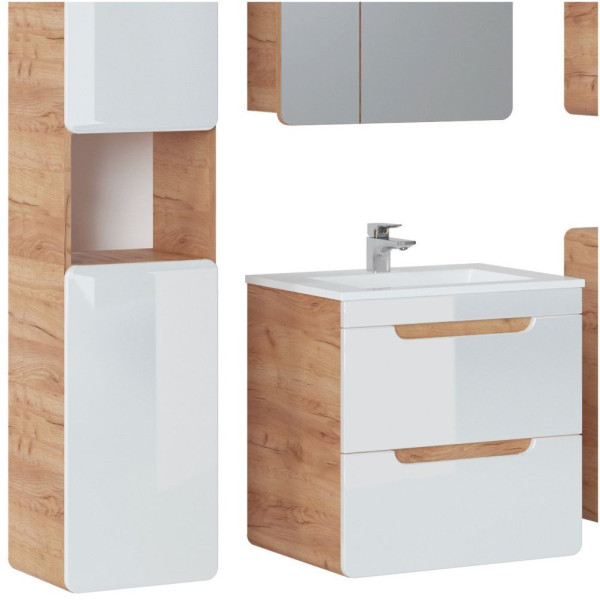 Zestaw Mebli Łazienkowych z Umywalką 60 cm ARUBA WHITE 4 Zbliżenie