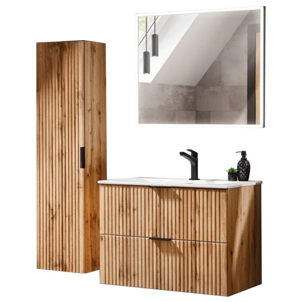 Zestaw Mebli Łazienkowych z Umywalką 80 cm ADEL OAK 4