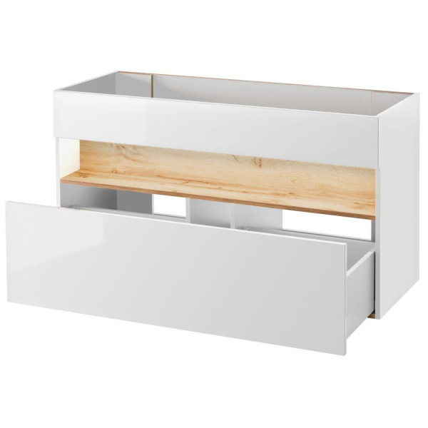 Szafka pod Umywalkę 120 cm Nowoczesna Biała BAHAMA 3 Otwarta