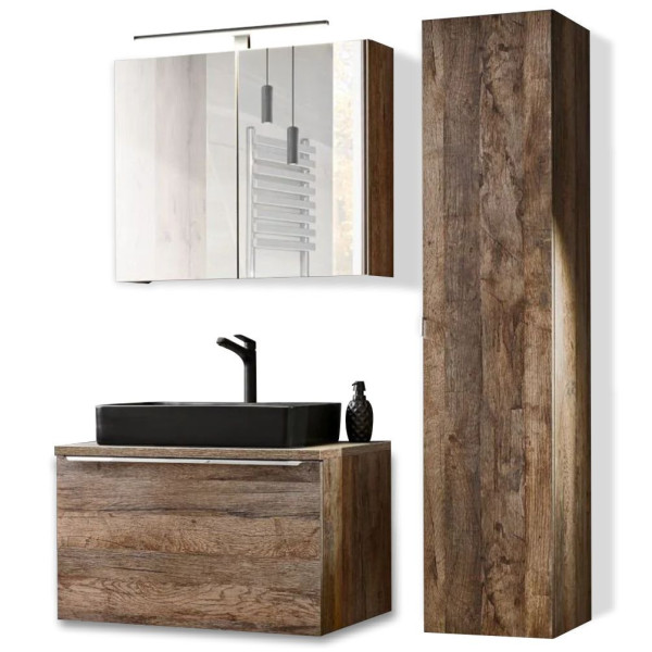 Zestaw Mebli Łazienkowych z Umywalką 80 cm SANTA FE OAK 3