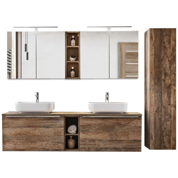 Zestaw Mebli Łazienkowych z Umywalką 180 cm SANTA FE OAK 7