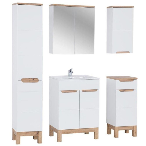 Zestaw Mebli Łazienkowych z Umywalką 60 cm Biały BALI 5