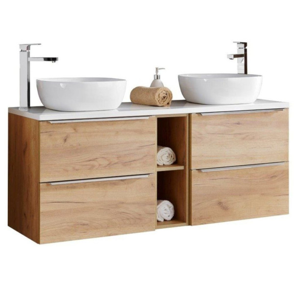 Podwójna Umywalka z Szafką 140 cm CAPRI OAK 3