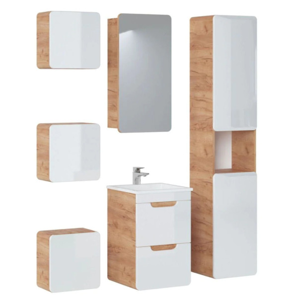 Szafka z Umywalką 40 cm Łazienkowa Wisząca ARUBA WHITE 02 Aranżacja