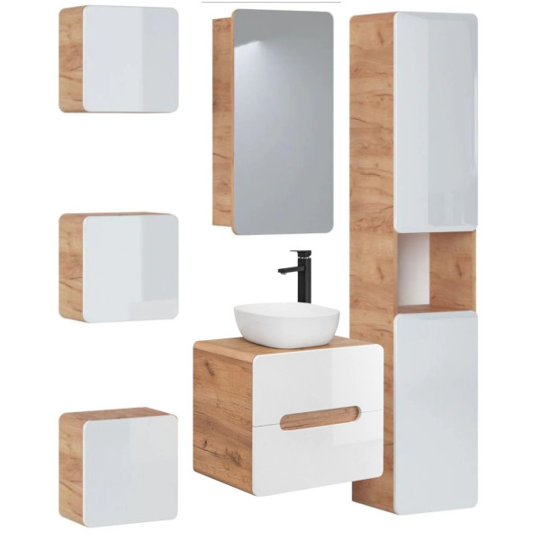 Szafka z Umywalką 60 cm Wisząca Łazienkowa ARUBA WHITE 08 Aranżacja