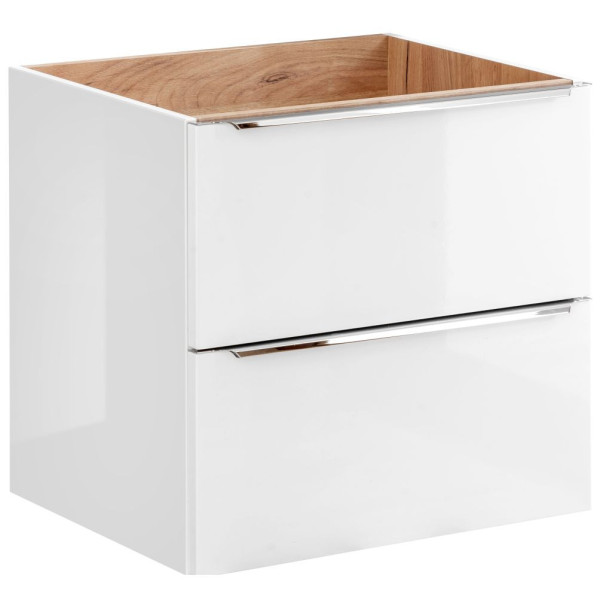 Szafka pod Umywalkę 60 cm Biały Połysk Dąb Złoty Craft CAPRI 1