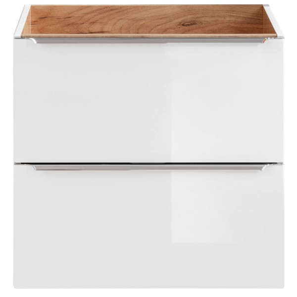 Szafka pod Umywalkę 60 cm Biały Połysk Dąb Złoty Craft CAPRI 1 Front